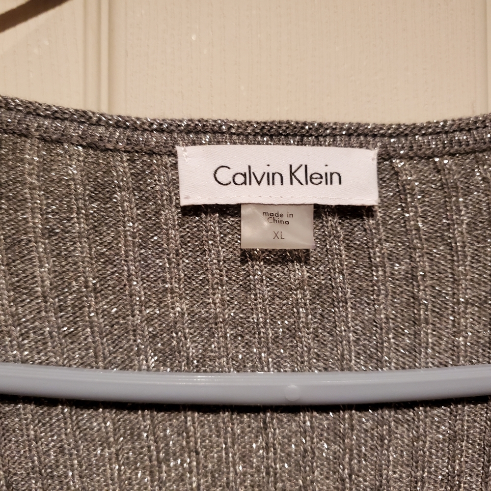 Calvin Klein Metallic Sweater Dress w/belt - Picture 2 of 3